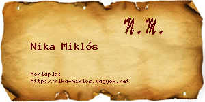 Nika Miklós névjegykártya